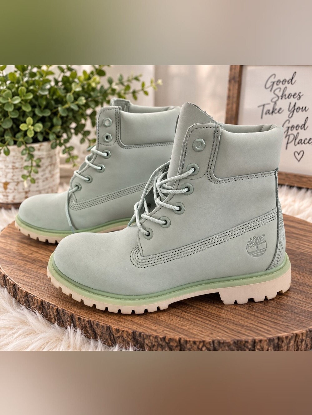 Timberland Women's Mint Green Premium Boot Size 7